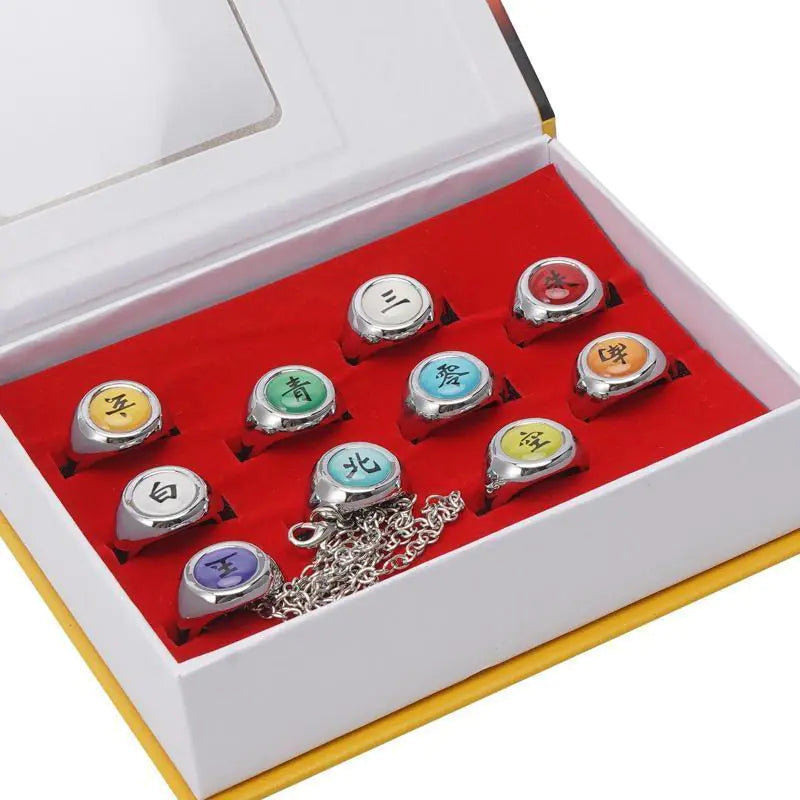 Naruto Shippuden - Akatsuki Rings Set 10pcs W/Box